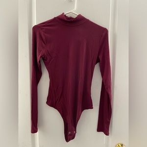 Burgundy Mock-neck Long-sleeve Bodysuit